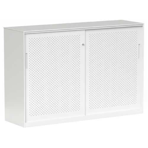Tempo Sliding Door Credenza White - 1530mm Wide
