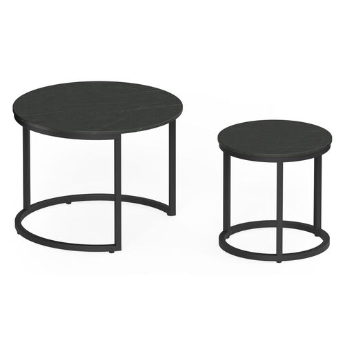 Sora Nesting Stone Coffee Tables - Set of 2 - Armani Black