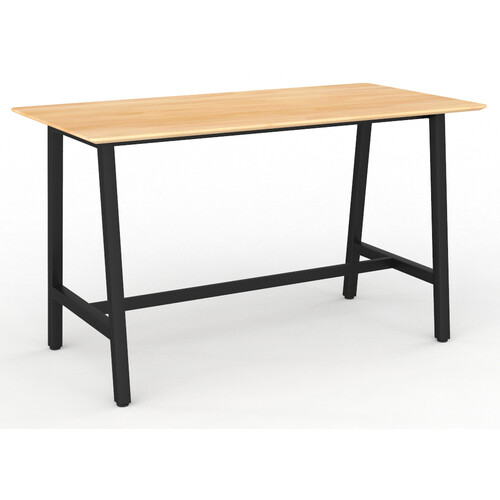 Trestle Bar Leaner Stand Up Table - Black Frame New Oak Top - 1800mm x 900mm