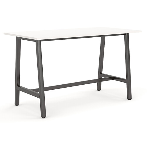 Trestle Bar Leaner Stand Up Table - Black Frame White Top - 1800mm x 900mm