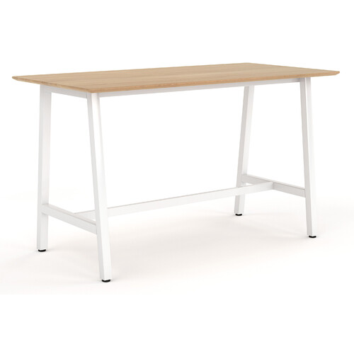 Trestle Bar Leaner Stand Up Table - White Frame New Oak Top - 2100mm x 900mm