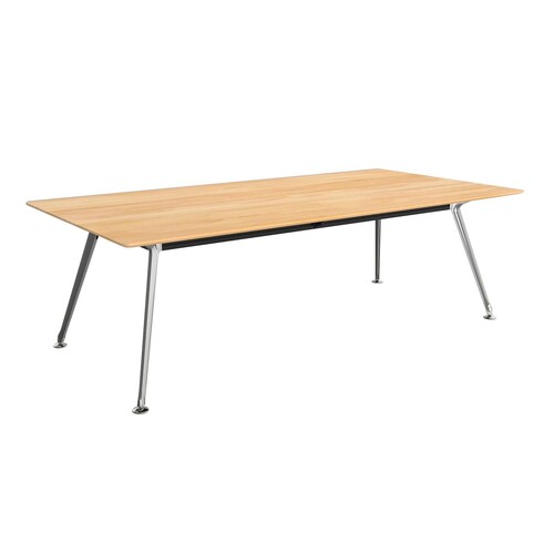 Team Beech Executive Boardroom Table - Polished Alloy Frame - 2400mm x 1200mm
