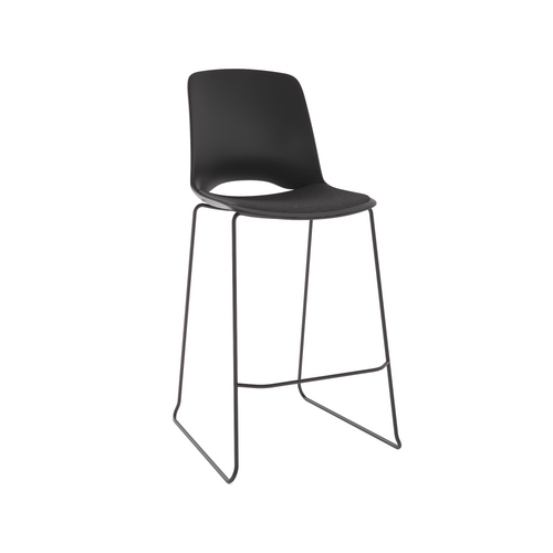 Vista Rise Barstool with Padded Seat – Black