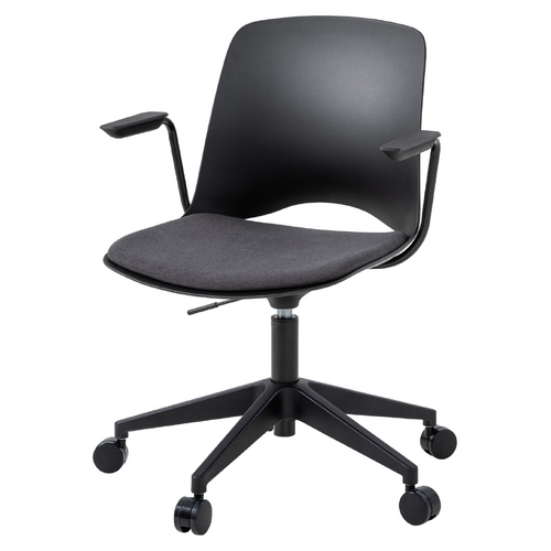Vista Swivel Chair with Padded Seat – Black