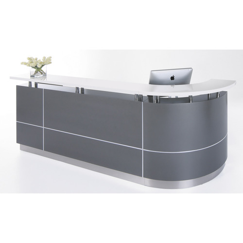 Executive Reception Desk Counter - Left Hand Curve - Teak Desk Top