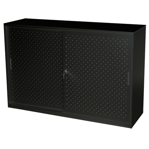GO Black Perforated Sliding Door Cupboard