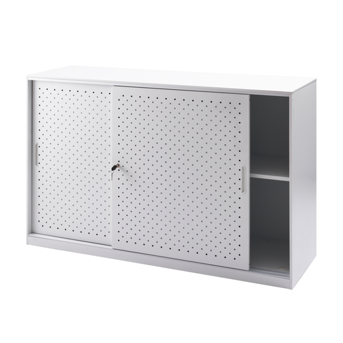 GO White Perforated Sliding Door Cupboard