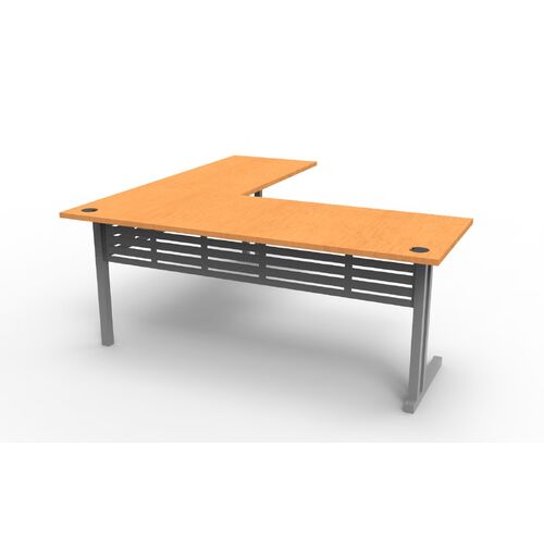 Rapid Span C-Leg Corner Workstation - 1800mm W x 1800mm W x 700mm / 600mm D / Beech Top & Precious Silver Base