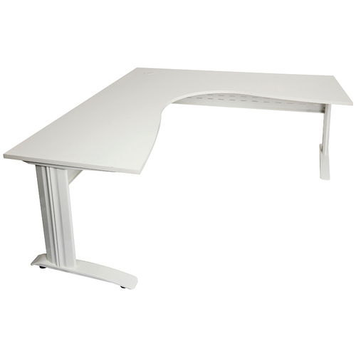 Rapid White Corner Office Desk Workstation - White Frame - 1500mm x 1500mm x 700mm