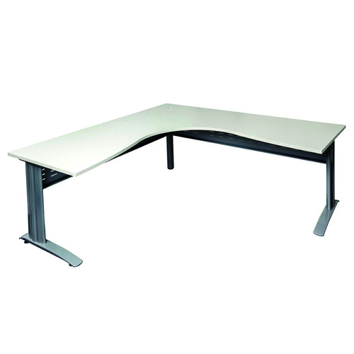 Rapid White Corner Office Desk Workstation - 1500 x 1500 x 700 - Silver