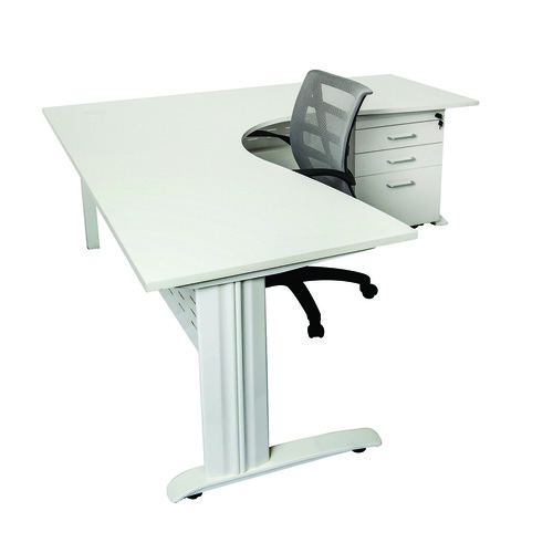Rapid White Corner Office Desk Workstation - 1500 x 1500 x 700 - White Frame