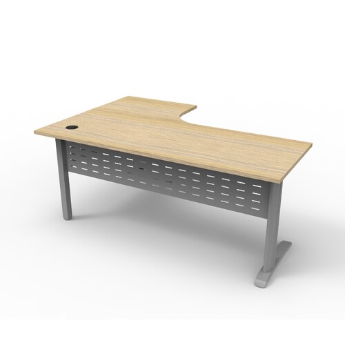 Deluxe Rapid Span Corner Workstation Silver Frame Natural Oak Top [Size: 1800mm x 1200mm x 750mm]