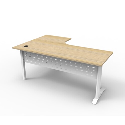 Deluxe Rapid Span Corner Workstation White Frame Natural Oak Top [Size: 1800mm x 1200mm x 750mm]