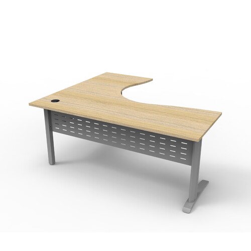 Deluxe Rapid Span Corner Workstation Silver Frame Natural Oak Top [Size: 1800mm x 1500mm x 750mm]