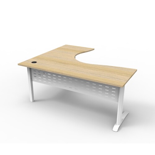 Deluxe Rapid Span Corner Workstation White Frame Natural Oak Top [Size: 1800mm x 1500mm x 750mm]