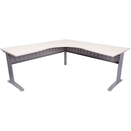 Rapid White Corner Office Desk - Silver Frame - 1800mm x 1500mm x 700mm