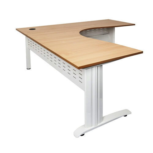 Rapid Beech Corner Office Desk Workstation - 1800 x 1800 x 700 - White Frame