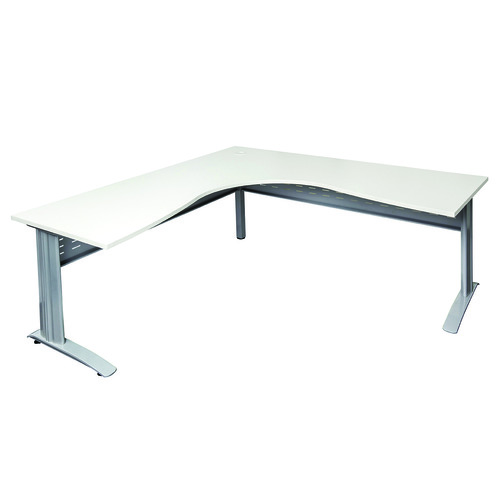 Rapid White Corner Office Desk Workstation - 1800 x 1800 x 700 - Silver Frame