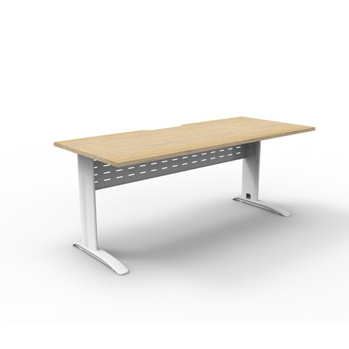 Deluxe Rapid Span Open Workstation White Frame Natural Oak Top [Size: 1500mm x 750mm]