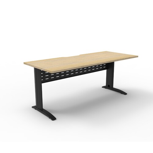 Deluxe Rapid Span Open Workstation Black Frame Natural Oak Top [Size: 1800mm x 750mm]