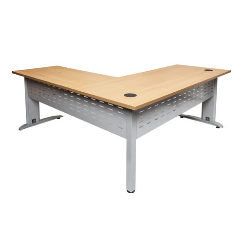 Rapid Span Beech Desk with Return [Leg Colour: White]