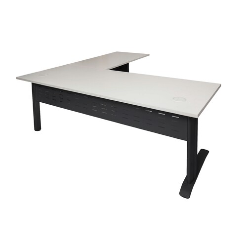 Rapid Span White Desk with Return - Black Frame
