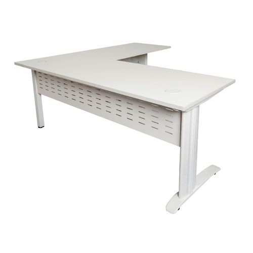 Rapid Span White Desk with Return - White Frame