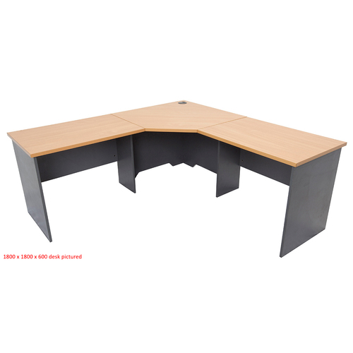 Express Corner Workstation Office Desk - 1800 x 1500 x 600 - Beech/Ironstone
