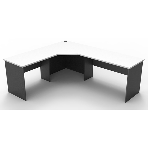 Express Corner Workstation Home Office Desk White & Ironstone - 2100 x 1800 x 600