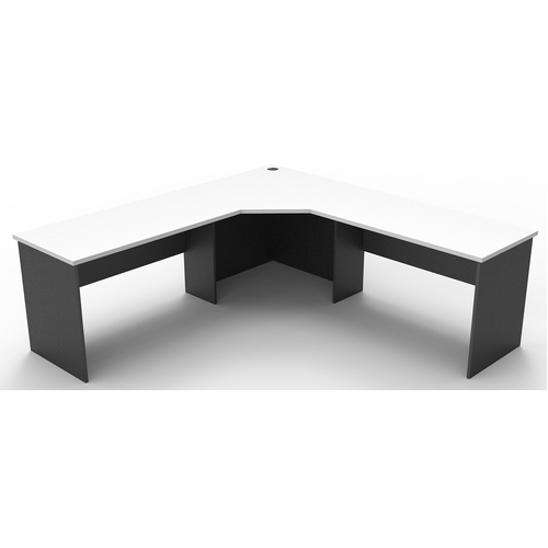Express Corner Workstation Home Office Desk White & Ironstone - 2100 x 2100 x 600