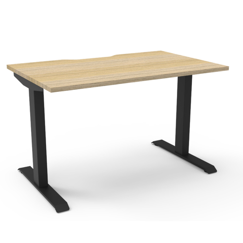 Boost Static Powdercoat  Single Workstation- Black Frame New Oak Top-1200mm x 750mm