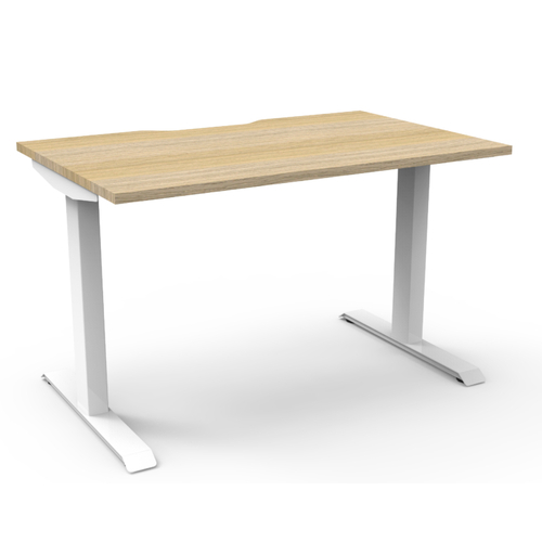 Boost Static Powdercoat  Single Workstation- White Frame New Oak Top-1200mm x 750mm