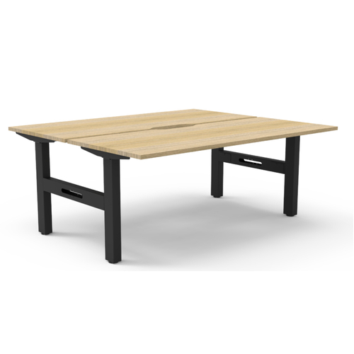 Boost Static Powder coat Back to Back Workstation- Black Frame New Oak Top- 1200mm x 750mm