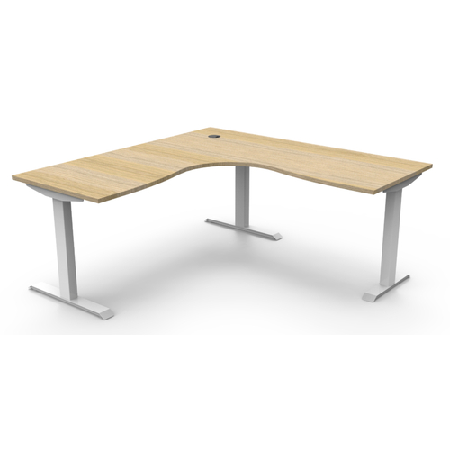 Boost Static Powder Coat Corner Workstation-White Frame New Oak Top- 1500mm x 1500mm