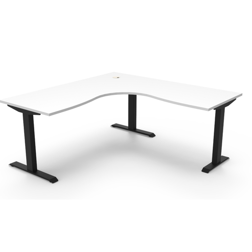 Boost Static Powder Coat Corner Workstation- Black Frame White Top-1500mm x 1500mm