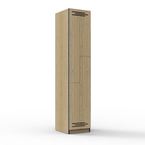 2 Door Step Door Melamine Locker - Natural Oak