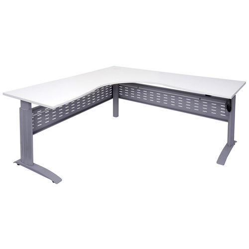 Express White Corner Electric Height Adjustable Sit Stand Desk