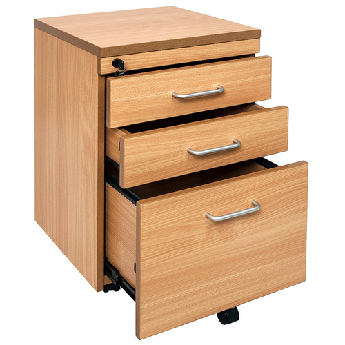 Rapid Beech 3 Drawer Mobile Pedestal
