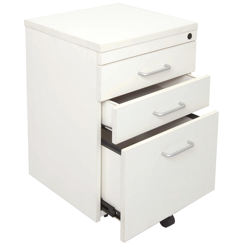 Rapid White 3 Drawer Mobile Pedestal