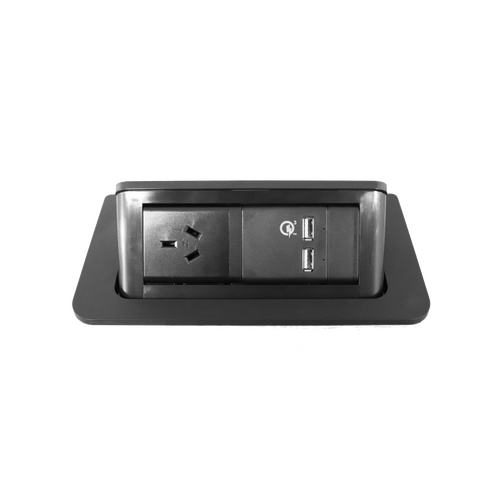 Rapid Wiring Pop-up In Desk Module - 1 x GPO / 2 x USB A / Black