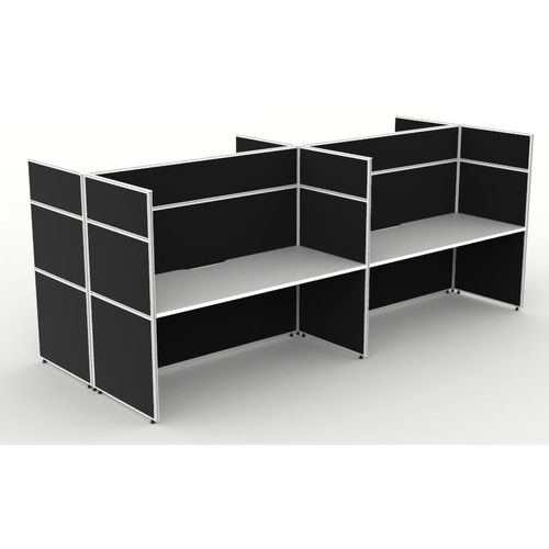 Shush30 4 Person Back To Back Workstation 1500mm W x 750mm D x 730mm H Per User | Top: Natural White Mealmine - Scallop Top | 5 Year Warranty