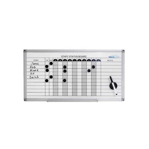 Staff Status Planner Magnetic Whiteboard - 317 x 615 (10 Names)
