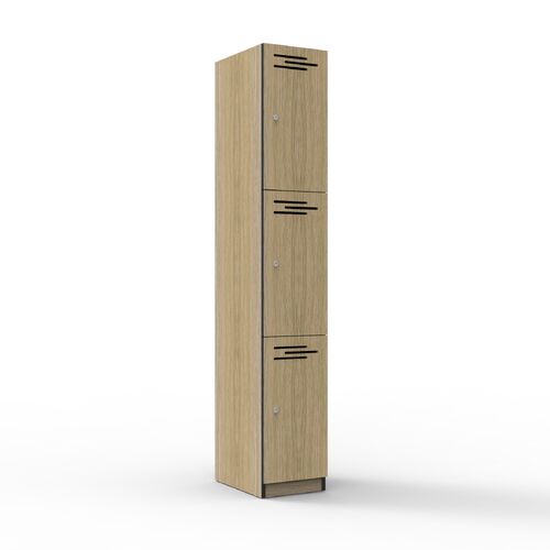 3 Door Melamine Locker - Three Door / Natural Oak