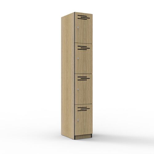 4 Door Melamine Locker - Four Door / Natural Oak