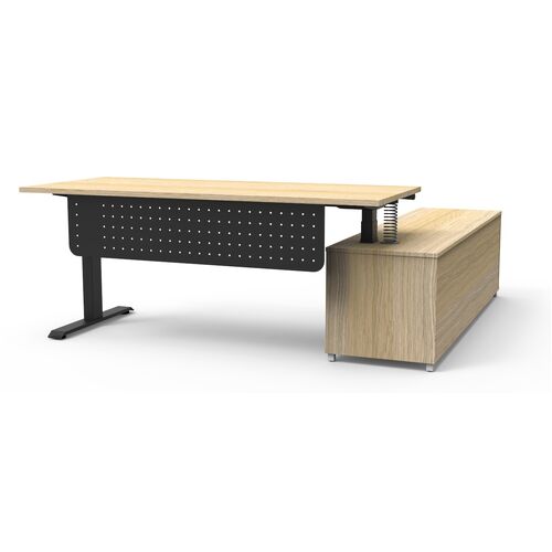Boost+ Executive Desk & Cabinet 1800 x 750mm - Natural Oak/Black - Left Cabinet - With Modesty Panel