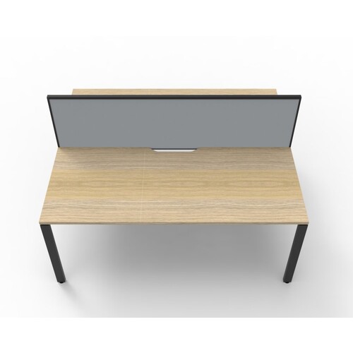 Deluxe Profile Leg Double 2 Person Workstation With Screen Black Frame Natural Top [size: 1200mm W x 1530mm D x 1200mm H]