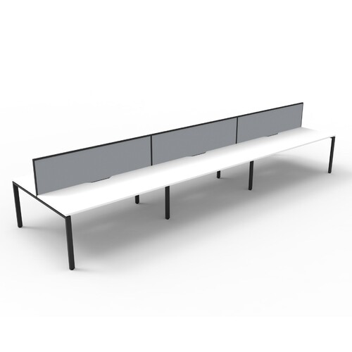 Deluxe Profile Leg Double 6 Person Workstation With Screen Black Frame White Top [Screen Colour: Black] [size: 5400mm W x 1530mm D x 1200mm H ]