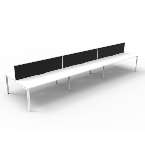 Deluxe Profile Leg Double 6 Person Workstation With Screen White Frame White Top [Screen Colour: Grey] [size: 5400mm W x 1530mm D x 1200mm H ]