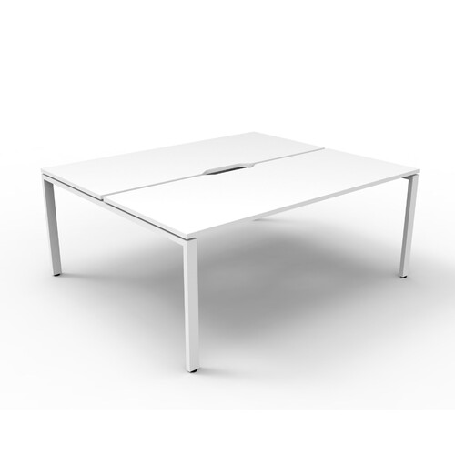 Deluxe Profile Leg 2 Person Double Sided Workstation White Frame White Top [size: 1500mm W x 1530mm D x 730mm H]