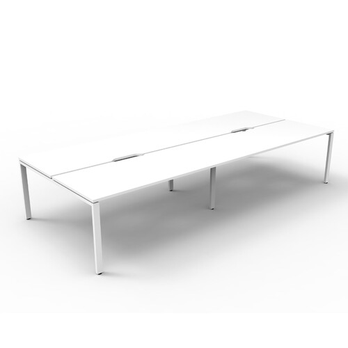 Deluxe Rapid Infinity 4 Person Double Sided Workstation White Frame White Top [size: 2400mm W x 1530mm D x 730mm H]